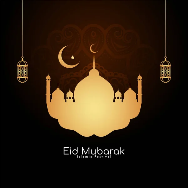 Eid Mubarak Religiöses Muslimisches Fest Gruß Hintergrund Design Vektor — Stockvektor