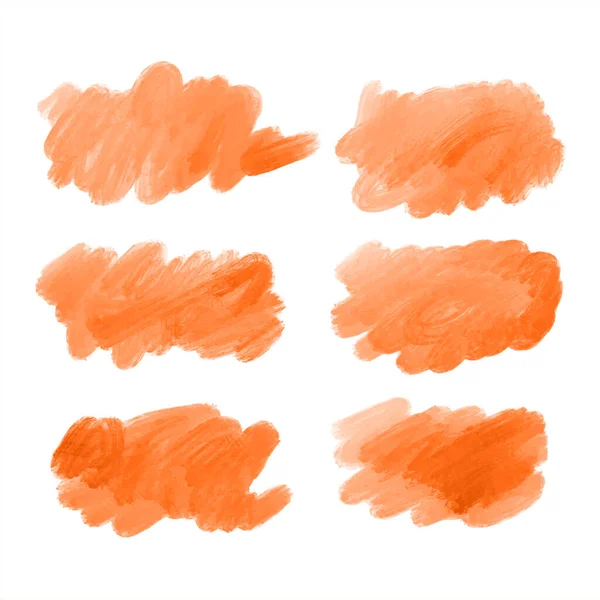 Orange Aquarelle Décoratif Coup Pinceau Set Fond Vecteur — Image vectorielle