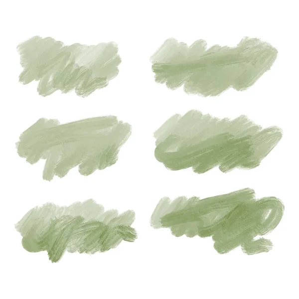 Green Decorative Watercolor Brush Stroke Set Background Vector — Stock Vector