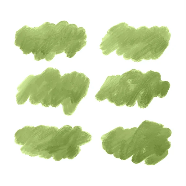 Vert Décoratif Aquarelle Coup Pinceau Set Fond Vecteur — Image vectorielle