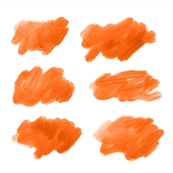 Orange Aquarelle Décoratif Coup Pinceau Set Fond Vecteur — Image vectorielle