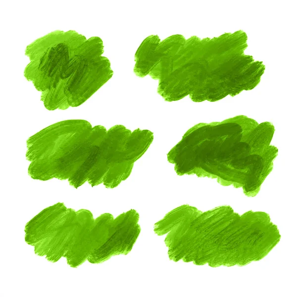 Zelená Dekorativní Akvarel Tahu Štětce Nastavit Vektor Pozadí — Stockový vektor