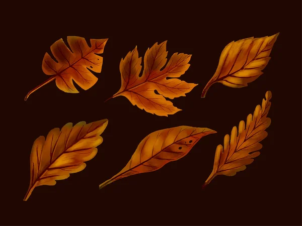 Набор Акварельных Красок Осенних Листьев Вектор Рисунка Вручную — стоковый вектор