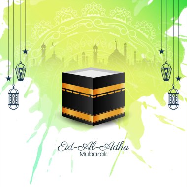Kurban Bayramı Mübarek geleneksel İslami festival tebrik kartı vektörü