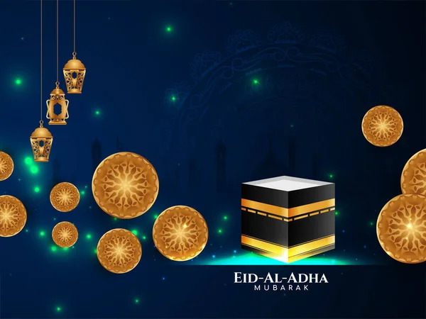 Eid Adha Mubarak Tradycyjny Islamski Festiwal Wektor Pocztówki — Wektor stockowy