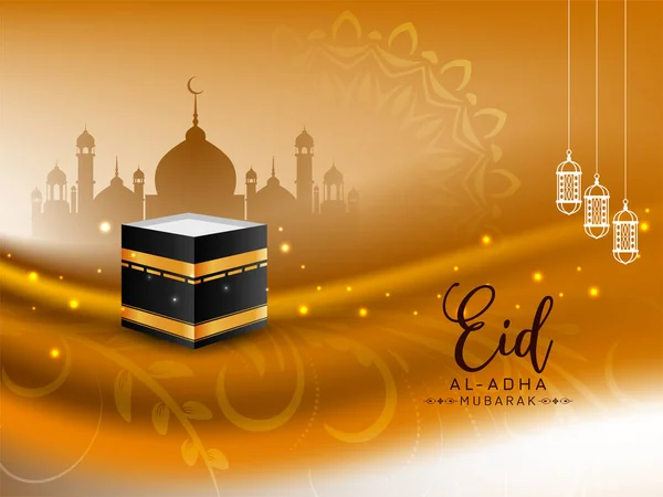 Eid Adha Mubarak Festival Islámico Saludo Vector Fondo — Archivo Imágenes Vectoriales