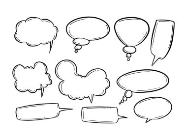 El çizimi karalama sanatı sohbet kutusu toplama vektörü