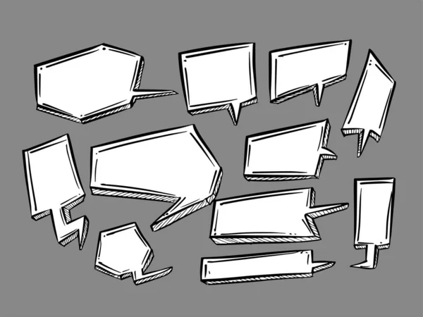 Handritad Doodle Stil Komisk Chatt Box Design Samling Vektor — Stock vektor