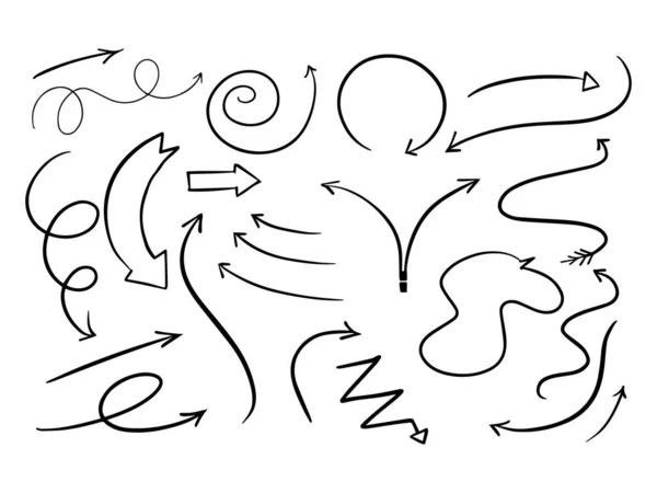 Dessiné Main Vecteur Collection Flèches Vectorielles Art Doodle — Image vectorielle