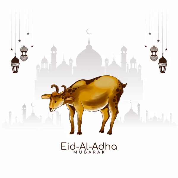 Traditionell Islamisk Eid Adha Mubarak Festival Bakgrund Vektor — Stock vektor