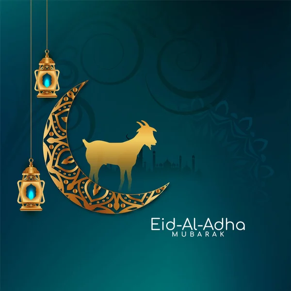 Eid Adha Mubarak Islamisk Festival Hälsning Bakgrund Vektor — Stock vektor