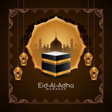 Zarif Kurban Bayramı Mübarek Müslüman festival kartı vektörü