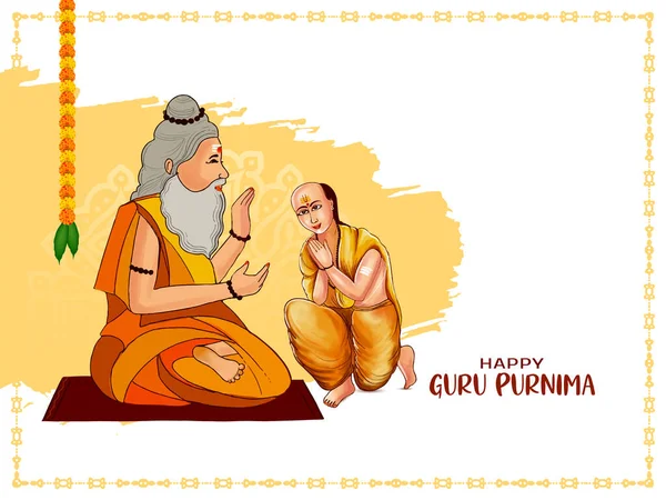 Mooie Happy Guru Purnima Indiaanse Festival Wenskaart Vector — Stockvector