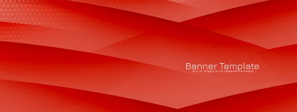 Abstraktní Červená Barva Vlna Styl Dekorativní Banner Šablona Vektor — Stockový vektor