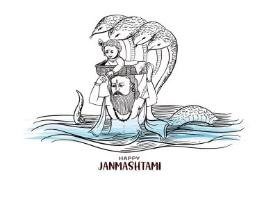 Mutlu janmashtami festivali Güzel satır arkası sanat vektörü