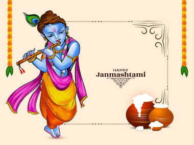 Mutlu janmashtami Hindu festivali arka plan vektörünü selamlıyor