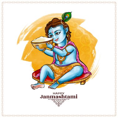 Mutlu Janmashtami Hindu geleneksel festival arkaplan tasarım vektörü