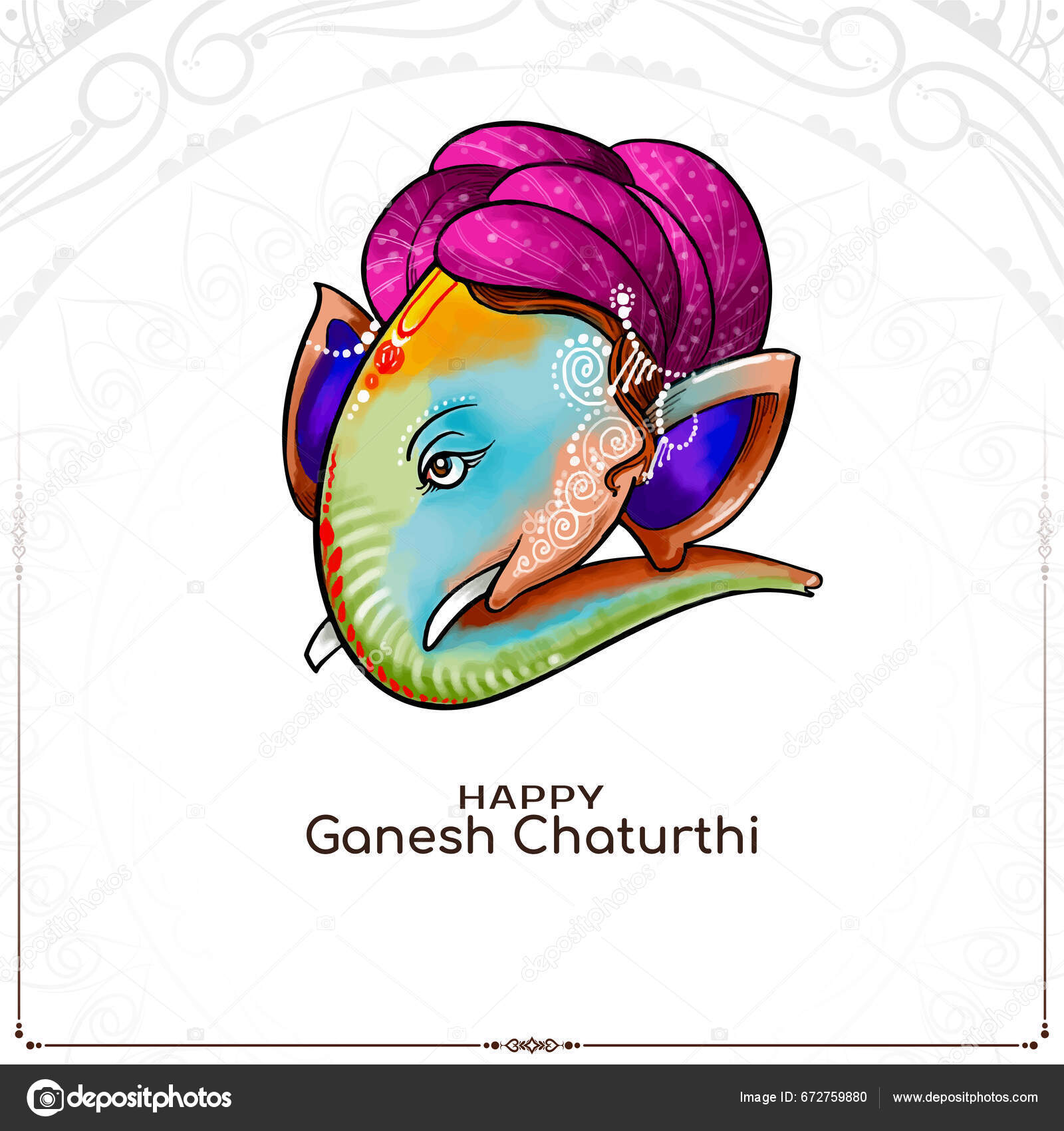 Happy Ganesh Chaturthi Festival Card Lord Ganesha Design Vector Stock ...