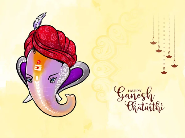Tradycyjne Happy Ganesh Chaturthi Kulturowe Wektor Karty Festiwalowej — Wektor stockowy