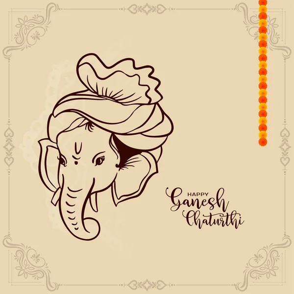 Feliz Ganesh Chaturthi Festival Cultural Hindu Vetor Cartão Celebração — Vetor de Stock