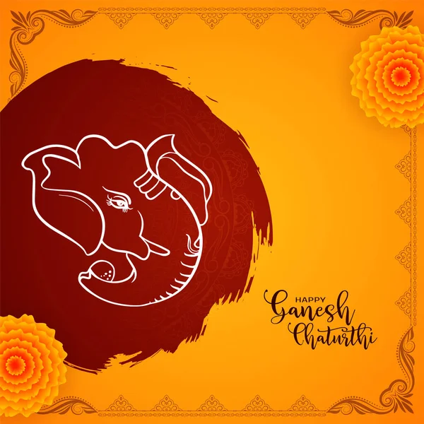 Tradycyjne Happy Ganesh Chaturthi Kulturowe Wektor Karty Festiwalowej — Wektor stockowy