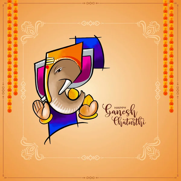 Dekorativ Glad Ganesh Chaturthi Festival Firande Bakgrund Vektor — Stock vektor