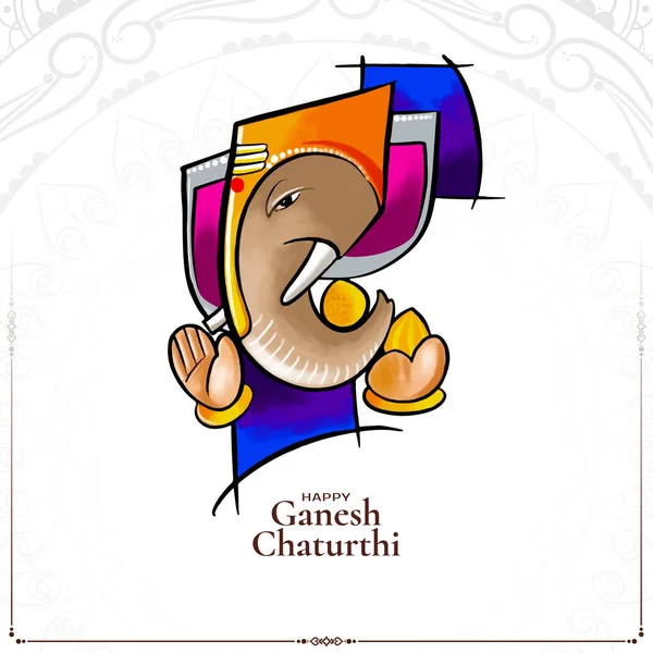 Zarif Mutlu Ganesh Chaturthi Dini Festival Kartı Vektörü — Stok Vektör