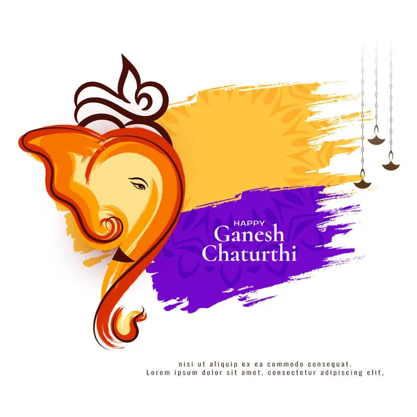Mutlu Ganesh Chaturthi Kültürel Hindu Festivali Kartı Vektörü — Stok Vektör