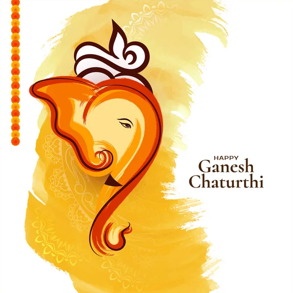 Modern Mutlu Ganesh Chaturthi Hint Festivali Kutlama Kartı Vektörü — Stok Vektör