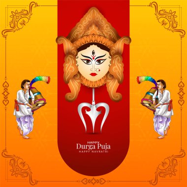 Dekoratif Mutlu Navratri ve Durga puja festivali kutlama arka plan vektörü