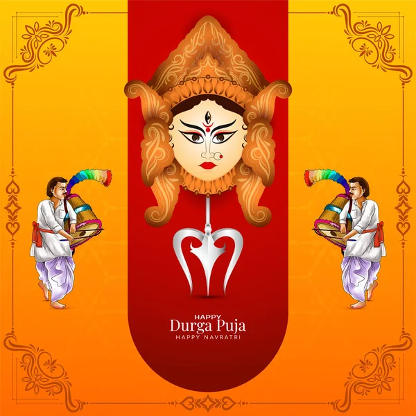 Dekoratif Mutlu Navratri ve Durga puja festivali kutlama arka plan vektörü