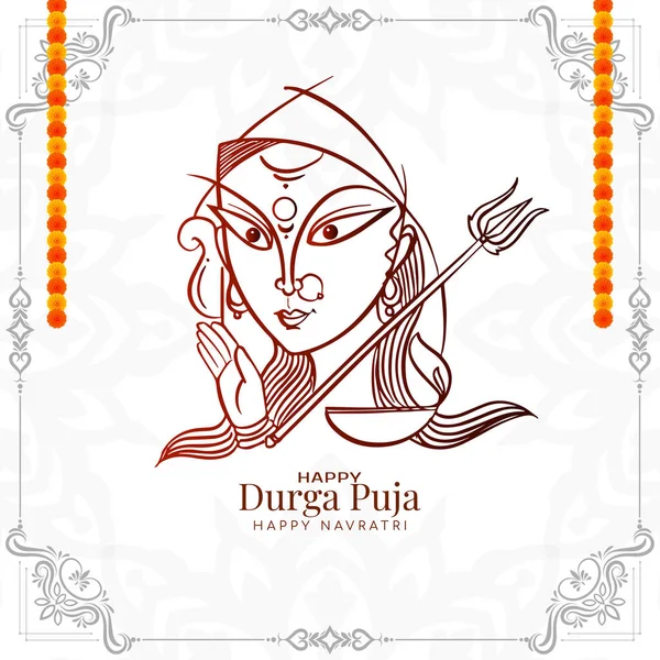 Happy Navratri Durga Puja Religieuze Indiaanse Festival Achtergrond Ontwerp Vector — Stockvector