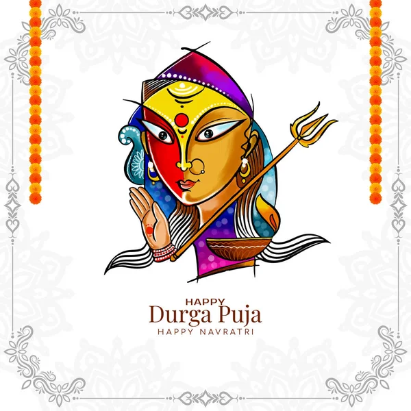 Happy Navratri Και Durga Puja Hindu Φεστιβάλ Διακοσμητικά Διάνυσμα Φόντο — Διανυσματικό Αρχείο
