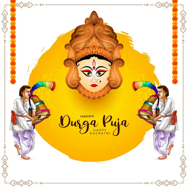 Mutlu Navratri ve Durga puja dini Hint festivali arka plan tasarım vektörü