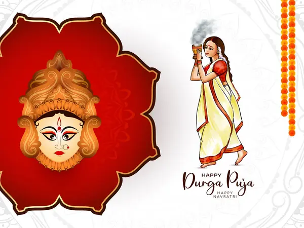 Kültürel Happy Navratri ve Durga puja festivali dekoratif arka plan vektörü