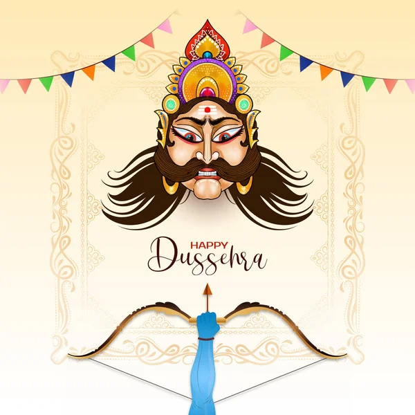 Indian Festival Happy Dussehra Greeting Background Design Vector — Stock Vector