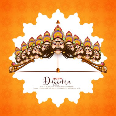 Mutlu Dussehra festivali mitolojik arkaplan tasarım vektörü