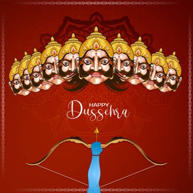 Mutlu Dussehra festivali dekoratif karşılama arka plan tasarım vektörü