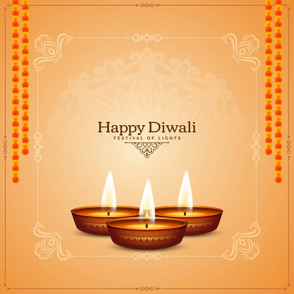 Happy Diwali Indiaas Traditioneel Festival Begroeten Achtergrond Vector — Stockvector