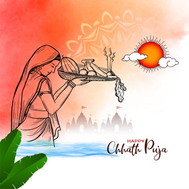Happy Chhath puja Indian religious festival elegant background vector clipart