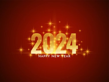 Modern Mutlu yıllar 2024 tebrik kartı tasarım vektörü