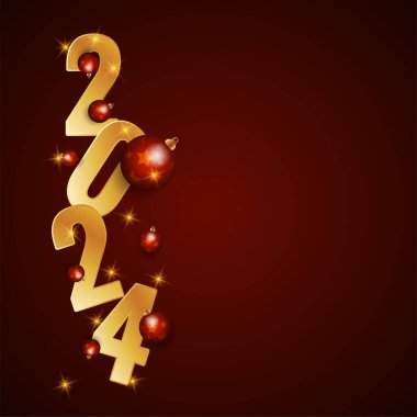 Mutlu yıllar 2024 selamlama arkaplan tasarım vektörü