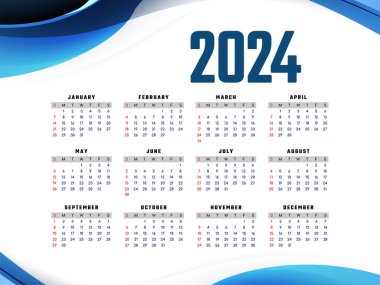 Zarif 2024 yeni yıl takvim tasarım vektörü