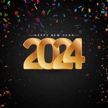 Mutlu yıllar 2024 dekoratif zarif arkaplan tasarım vektörü