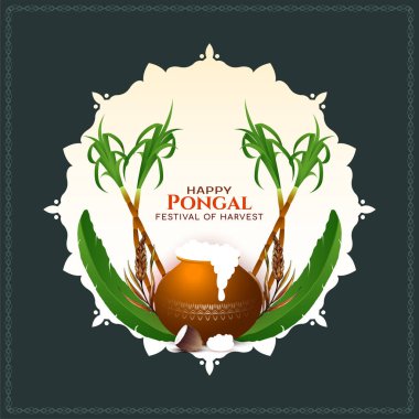 Happy Pongal cultural Indian prosperity festival background design vector clipart