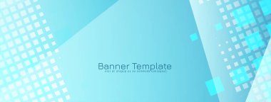 Modern parlak mavi geometrik bayrak tasarım vektörü