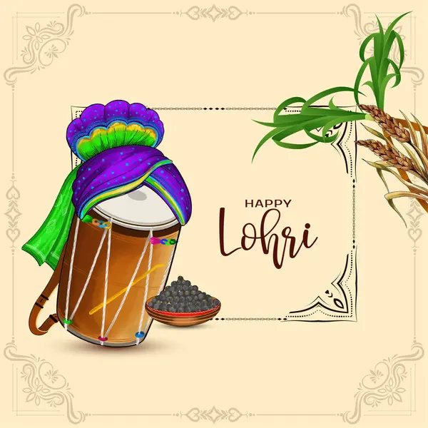 Mutlu Lohri Hint Punjabi festivali dekoratif arka plan vektörü