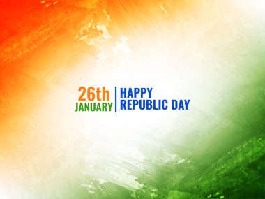 Hindistan bayrağı temalı Cumhuriyet Günü suluboya dokusu üç renkli zarif arkaplan vektörü