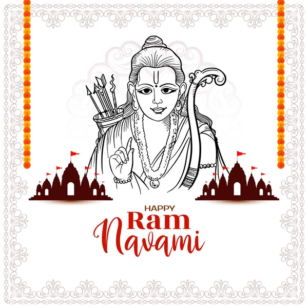 Happy Ram Navami Θρησκευτική Ινδουιστική Κάρτα Φεστιβάλ Τον Άρχοντα Ram — Διανυσματικό Αρχείο