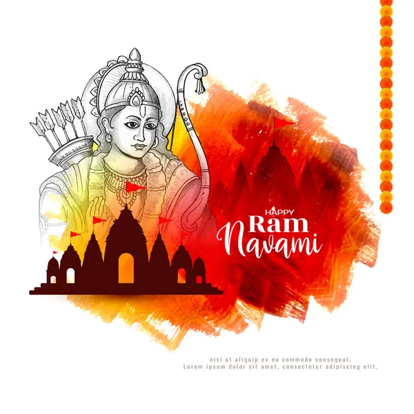 Κομψό Happy Ram Navami Θρησκευτικό Ινδουιστικό Γιορτή Κάρτα Διάνυσμα — Διανυσματικό Αρχείο